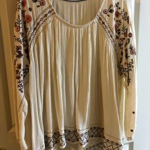 Cream Embroidered Target Knox Rose Peasant Blouse XXL